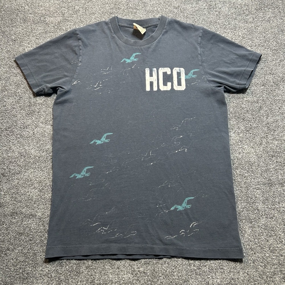 Vtg Y2K Hollister Shirt Mens Blue SoCal Surfer Beach Single Stitch Size Small